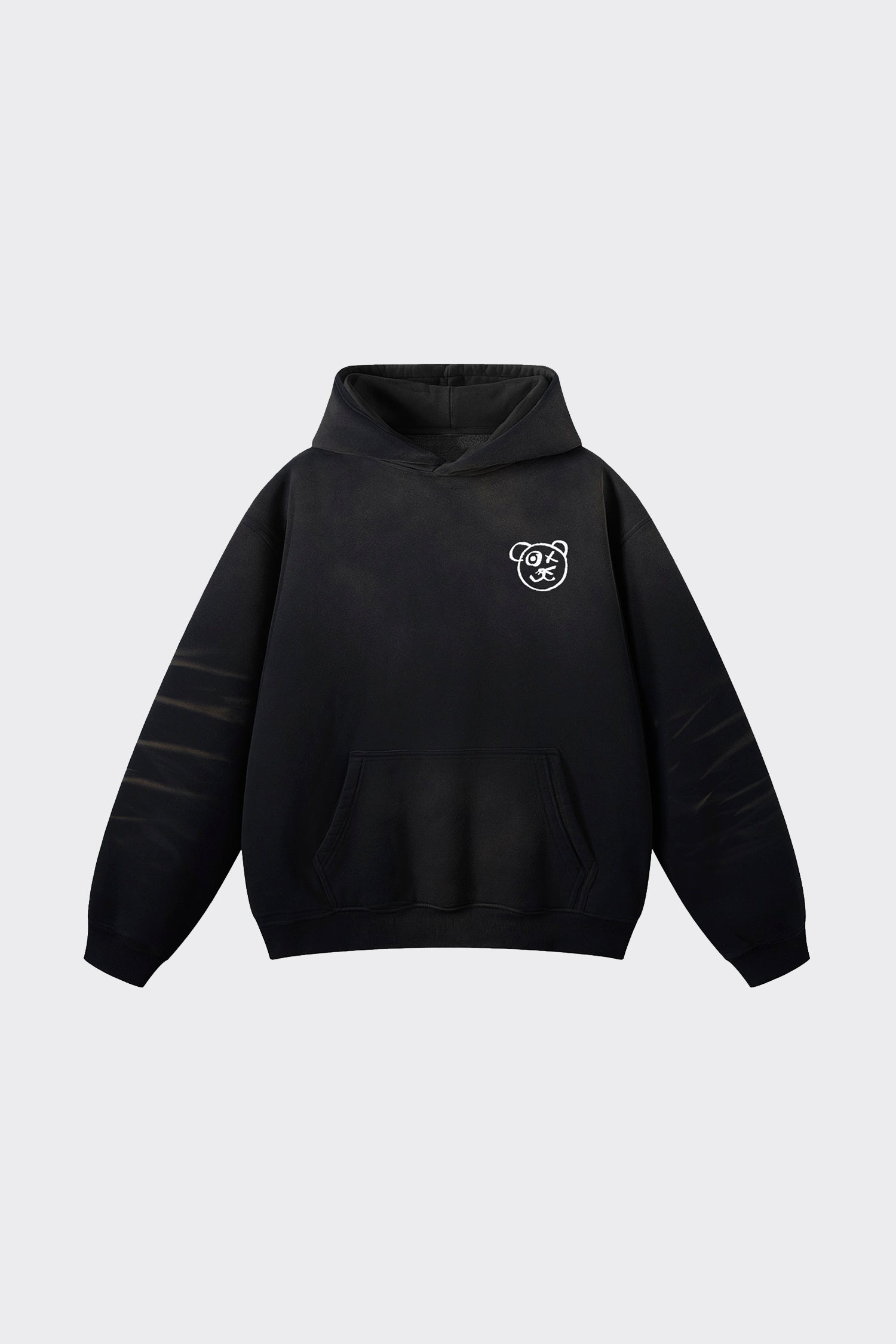 Graffiti Bear Cotton Espresso Vintage Wash Hoodie – xilonablue