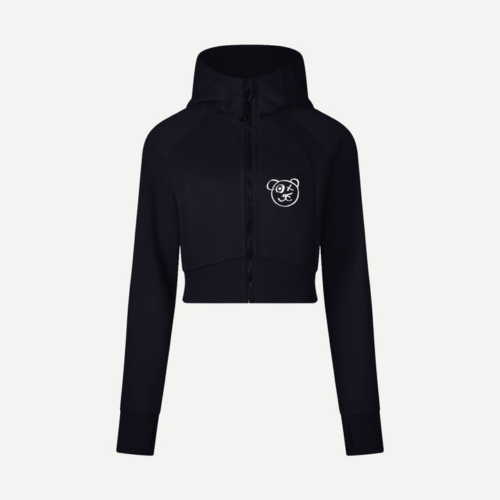Graffiti Bear | Noir Crop Hoodie Jacket