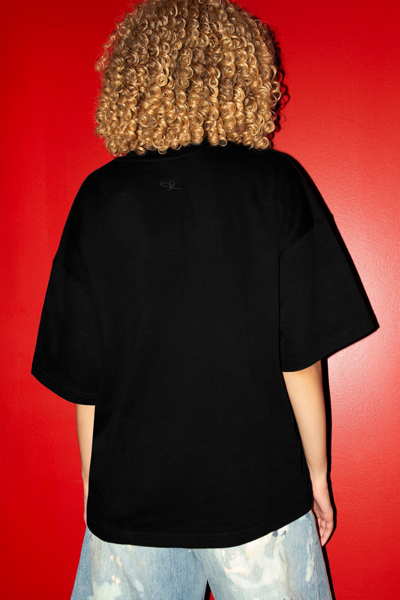 Graffiti Daddy Bear Black Organic Cotton Charcoal Chain Link Embroidery Tee