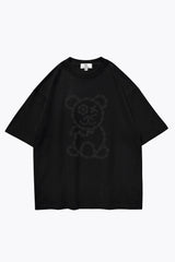 Graffiti Baby Bear Black Organic Cotton Charcoal Chain Link Embroidery Tee