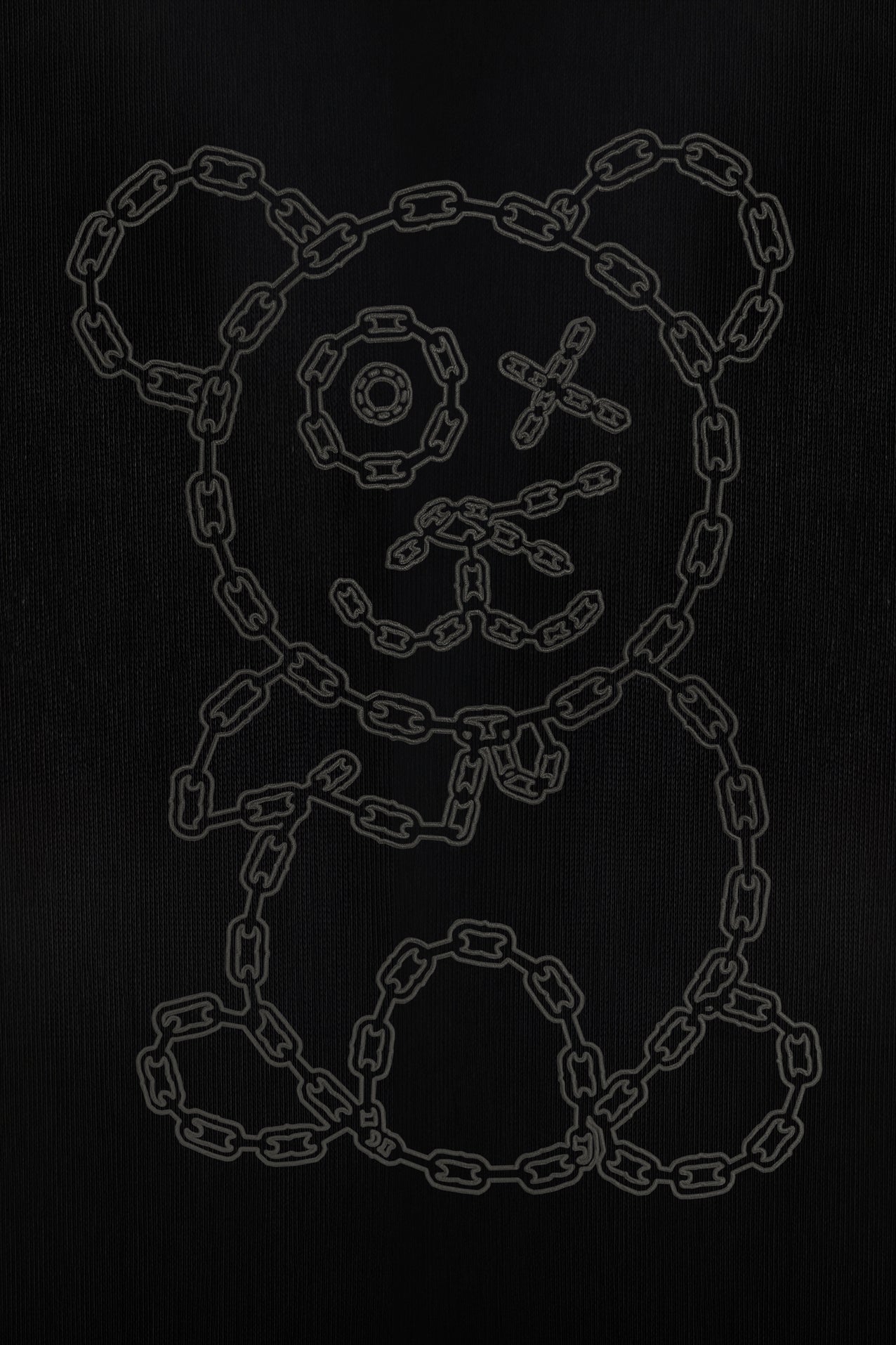 Graffiti Baby Bear Black Organic Cotton Charcoal Chain Link Embroidery Tee