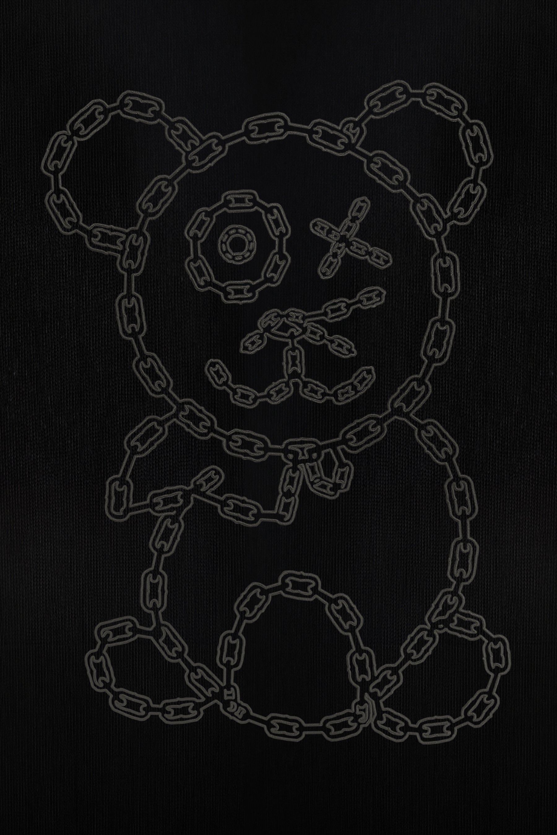 Graffiti Baby Bear Black Organic Cotton Charcoal Chain Link Embroidery Tee