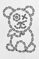 Graffiti Baby Bear White Organic Cotton Black Chain Link Embroidery Tee