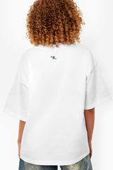 Graffiti Baby Bear White Organic Cotton Black Chain Link Embroidery Tee