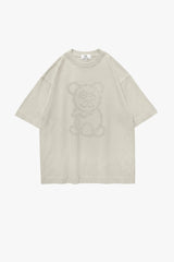 Universal Fit Graffiti Baby Bear Organic Cotton Chain Link Embroidery Tee