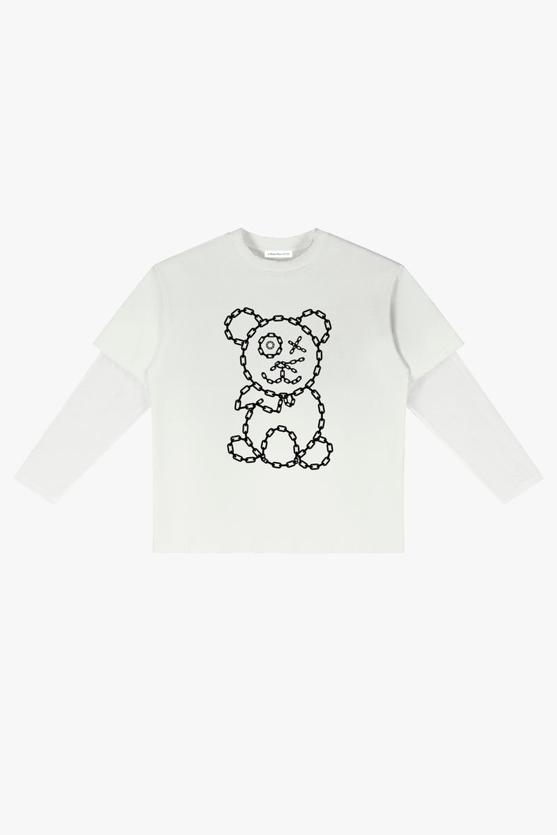 Graffiti Baby Bear Chain Link Sheer Layer T-Shirt