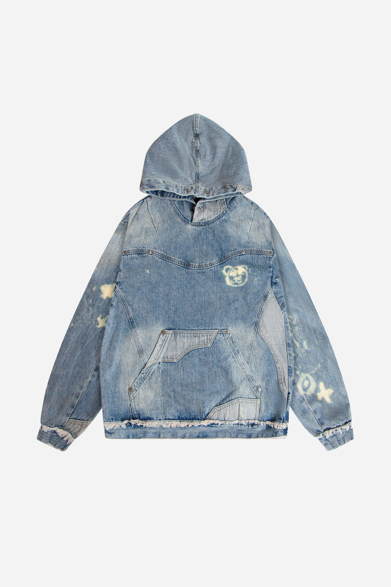 Universal Graffiti Bear Custom Denim Hoodie