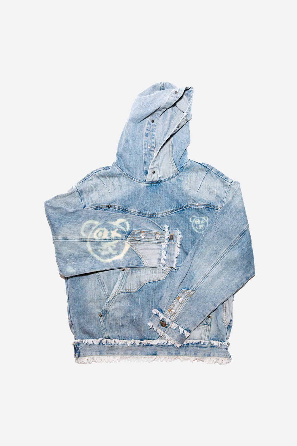 Graffiti Bear Custom Denim Hoodie