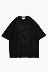 Universal Fit Graffiti Daddy Bear Black Organic Cotton Charcoal Chain Link Embroidery Tee