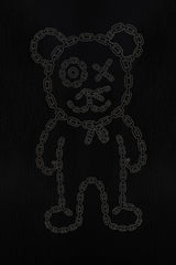 Graffiti Daddy Bear Black Organic Cotton Charcoal Chain Link Embroidery Tee