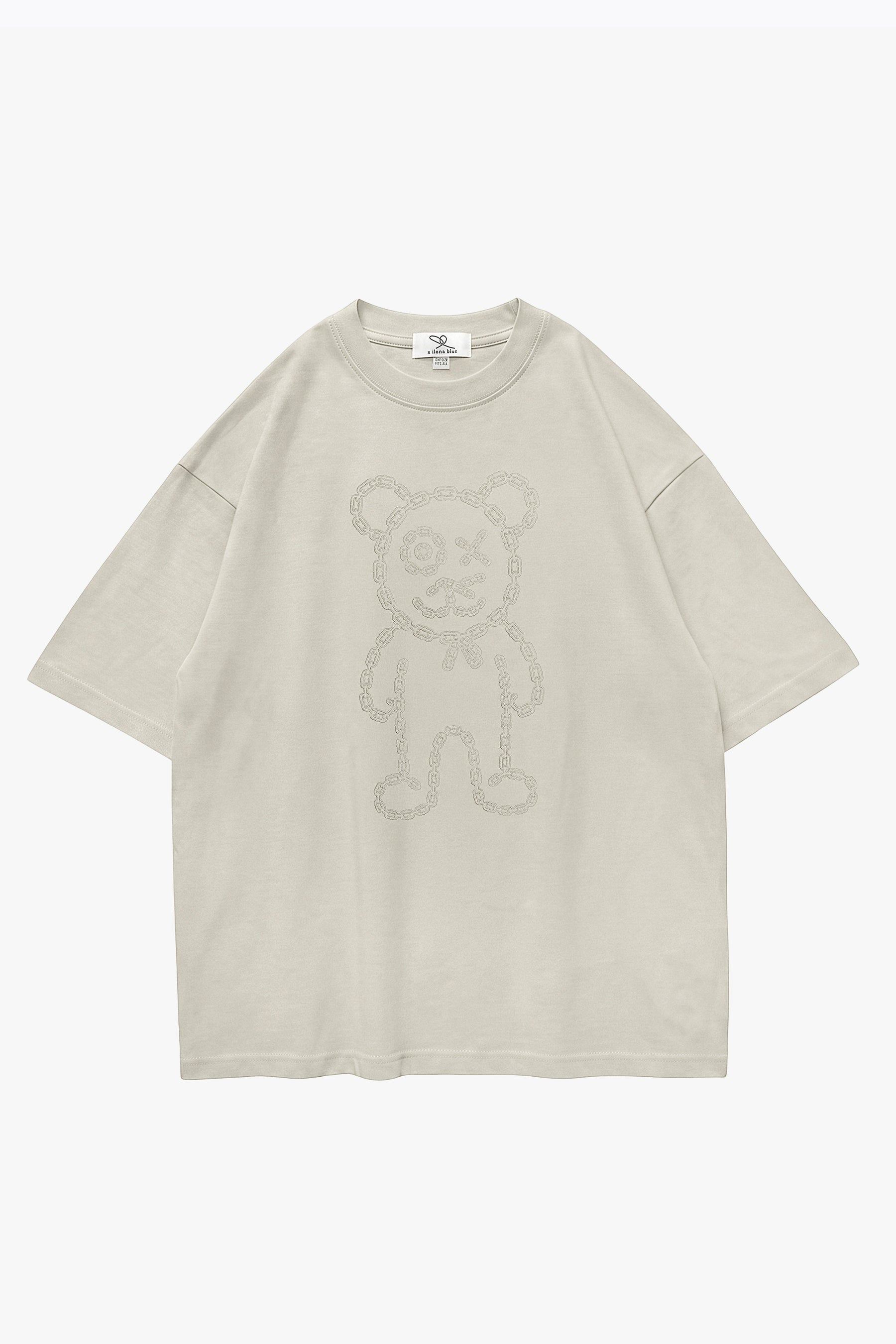 Universal Fit Graffiti Daddy Bear Organic Cotton Chain Link Embroidery Tee