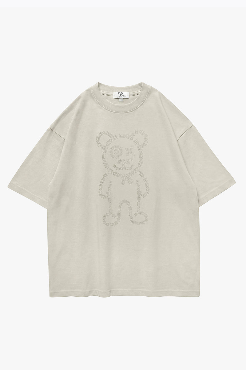Universal Fit Graffiti Daddy Bear Organic Cotton Chain Link Embroidery Tee