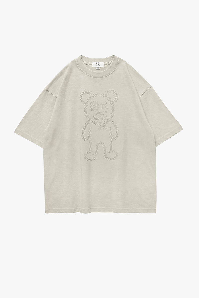 Universal Fit Graffiti Daddy Bear Organic Cotton Chain Link Embroidery Tee