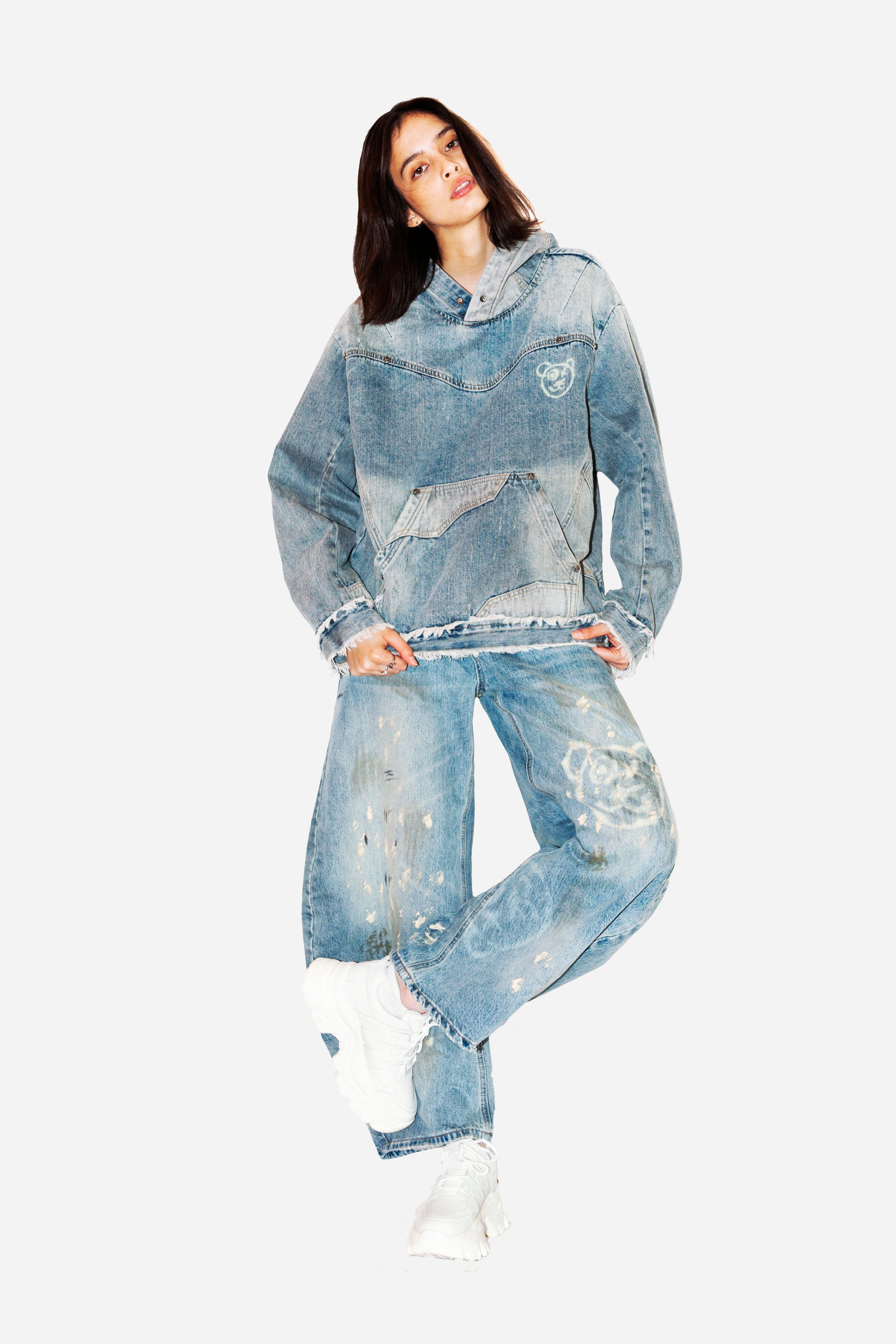Graffiti Bear Custom Denim Jeans
