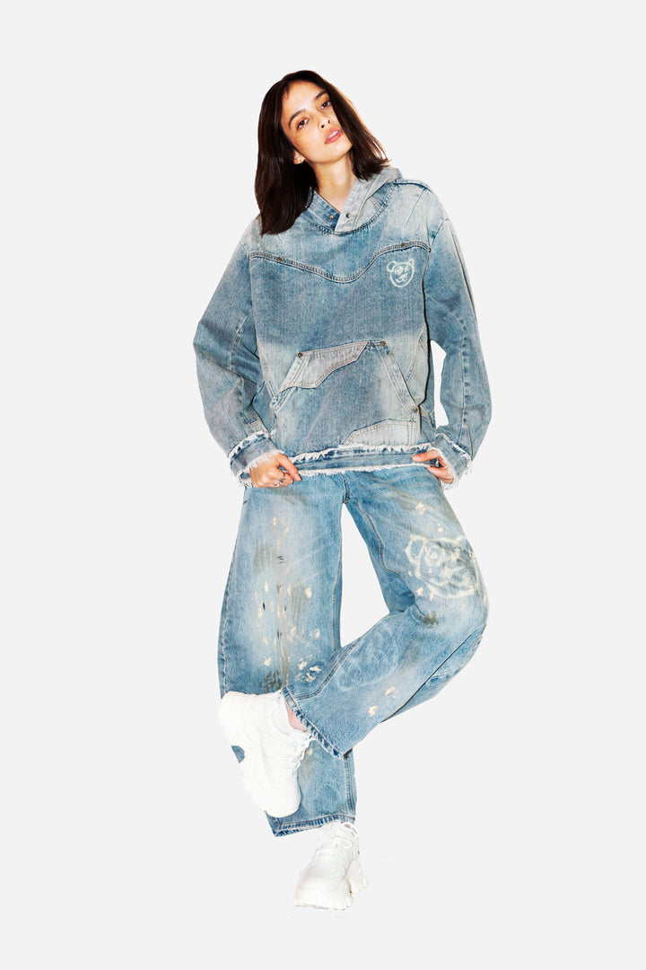 Graffiti Bear Custom Denim Jeans