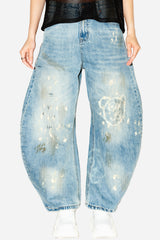 Graffiti Bear Custom Denim Jeans