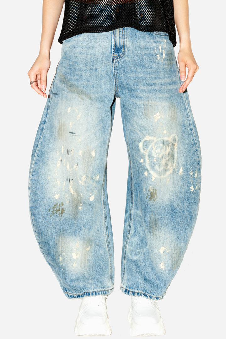 Graffiti Bear Custom Denim Jeans