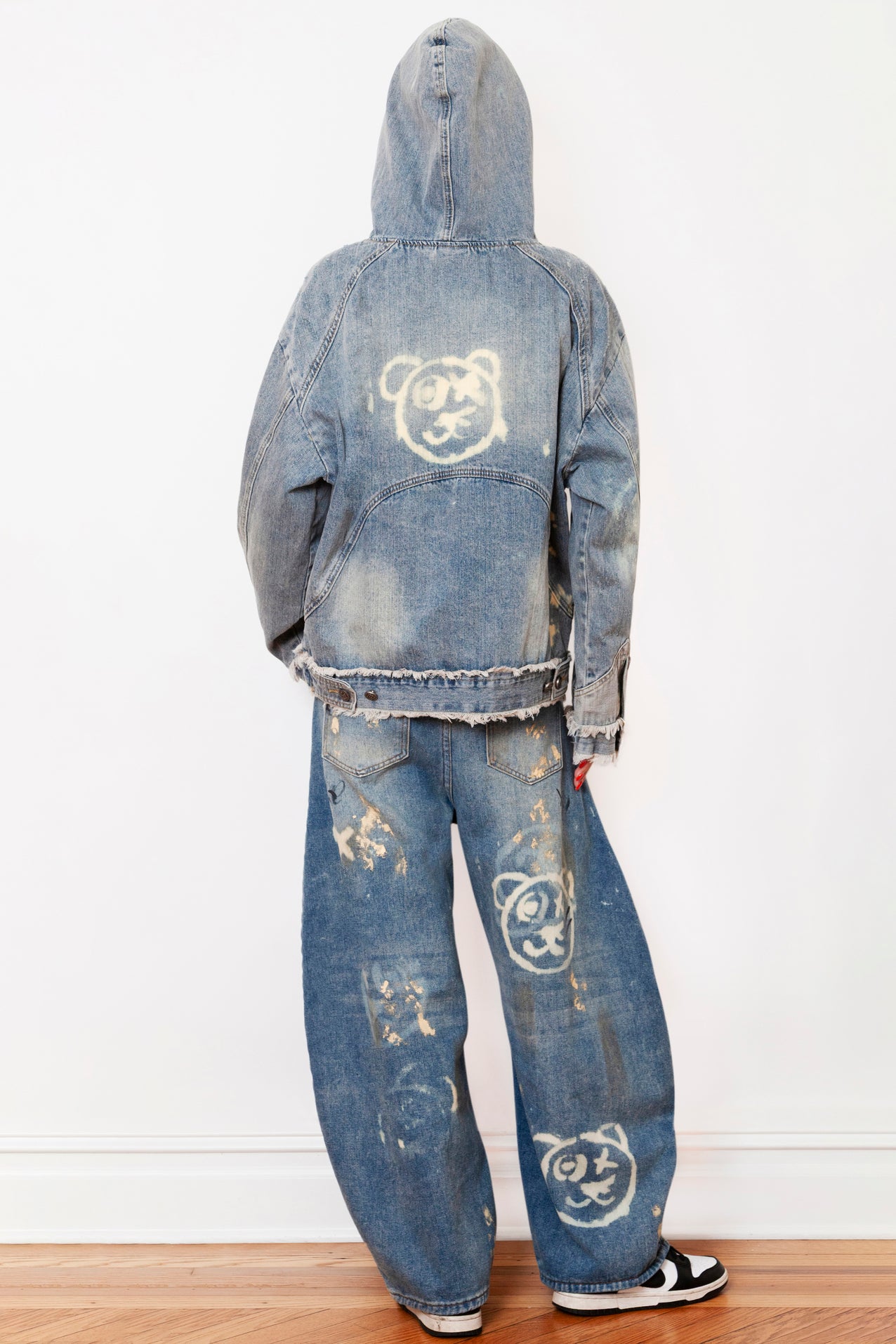 Graffiti Bear Custom Denim Hoodie