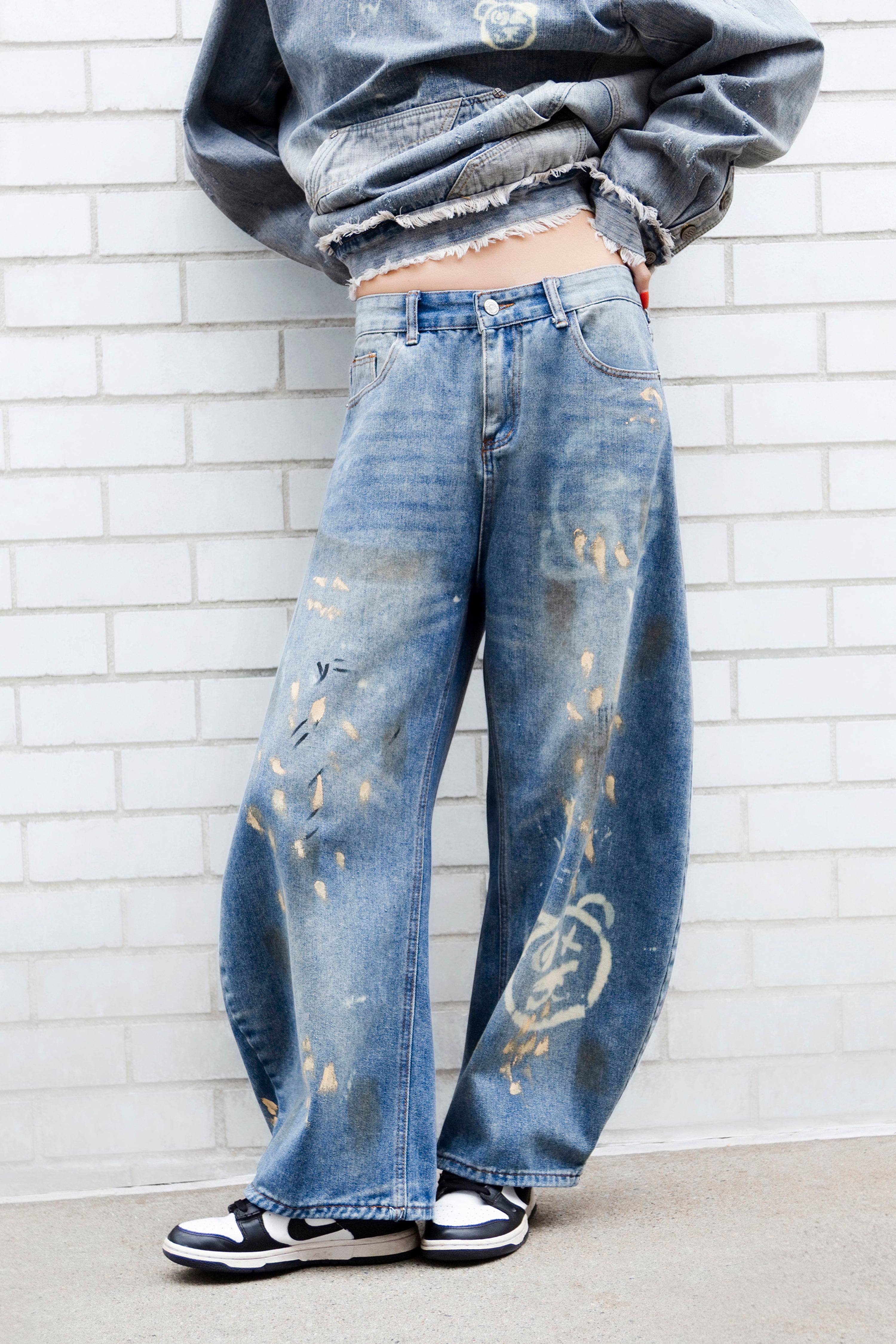 Graffiti Bear Custom Denim Barrel Jeans – xilonablue