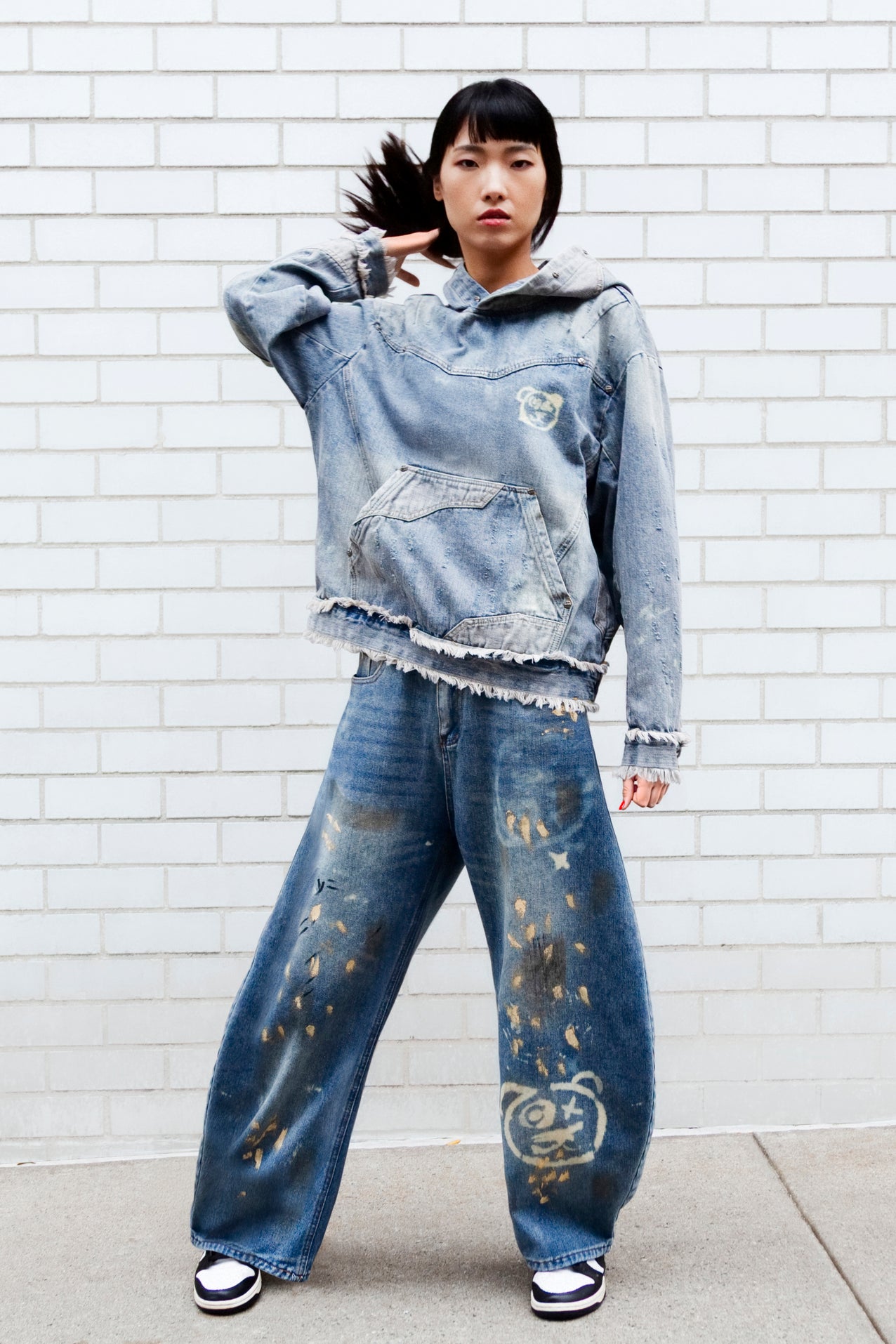 Graffiti Bear Custom Denim Jeans