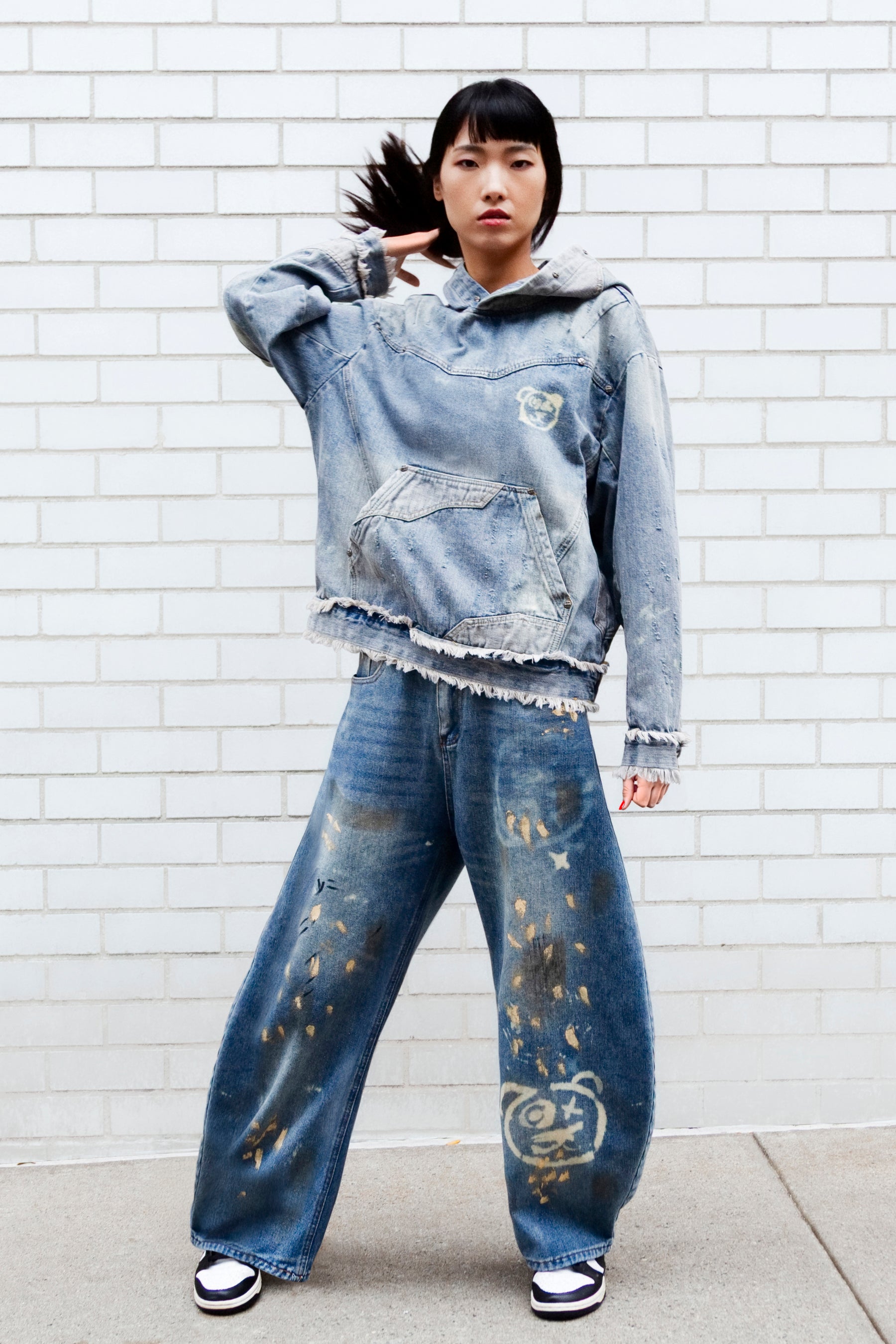 Graffiti Bear Custom Denim Jeans