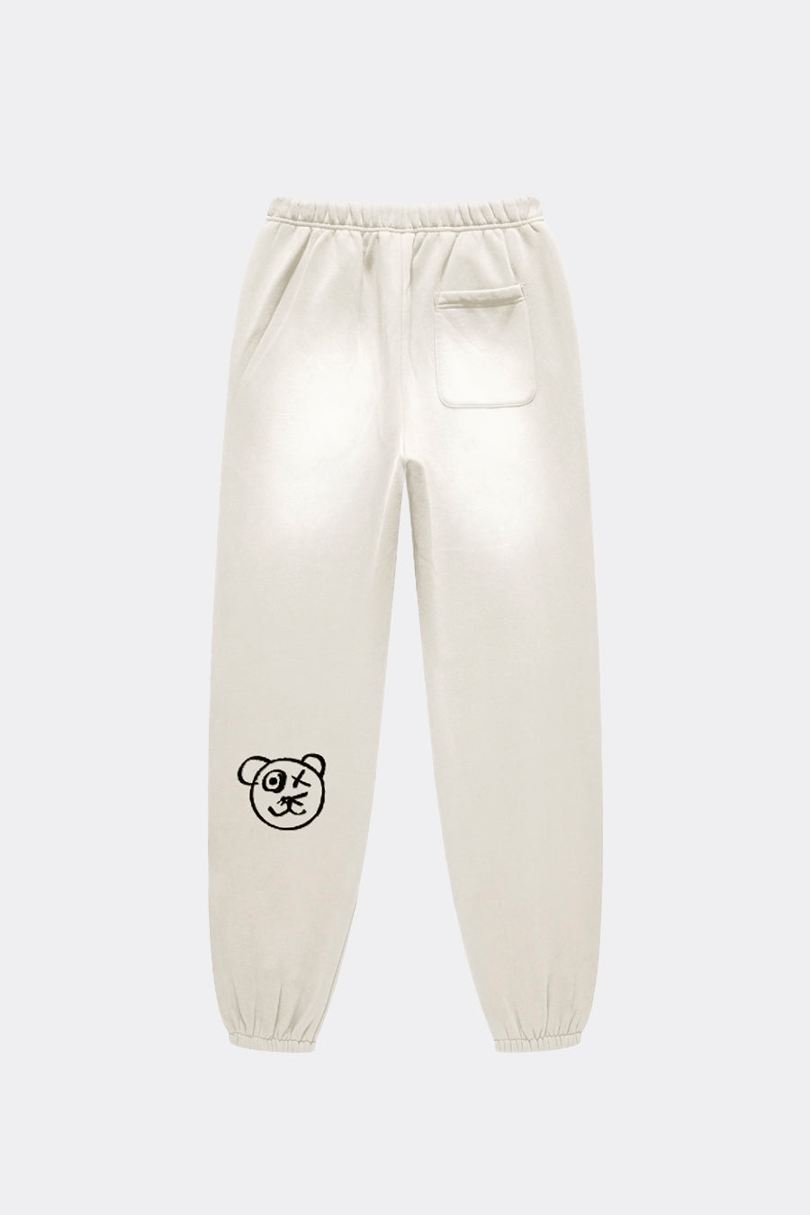 Universal Fit Graffiti Bear Cotton Cream Vintage Wash Joggers