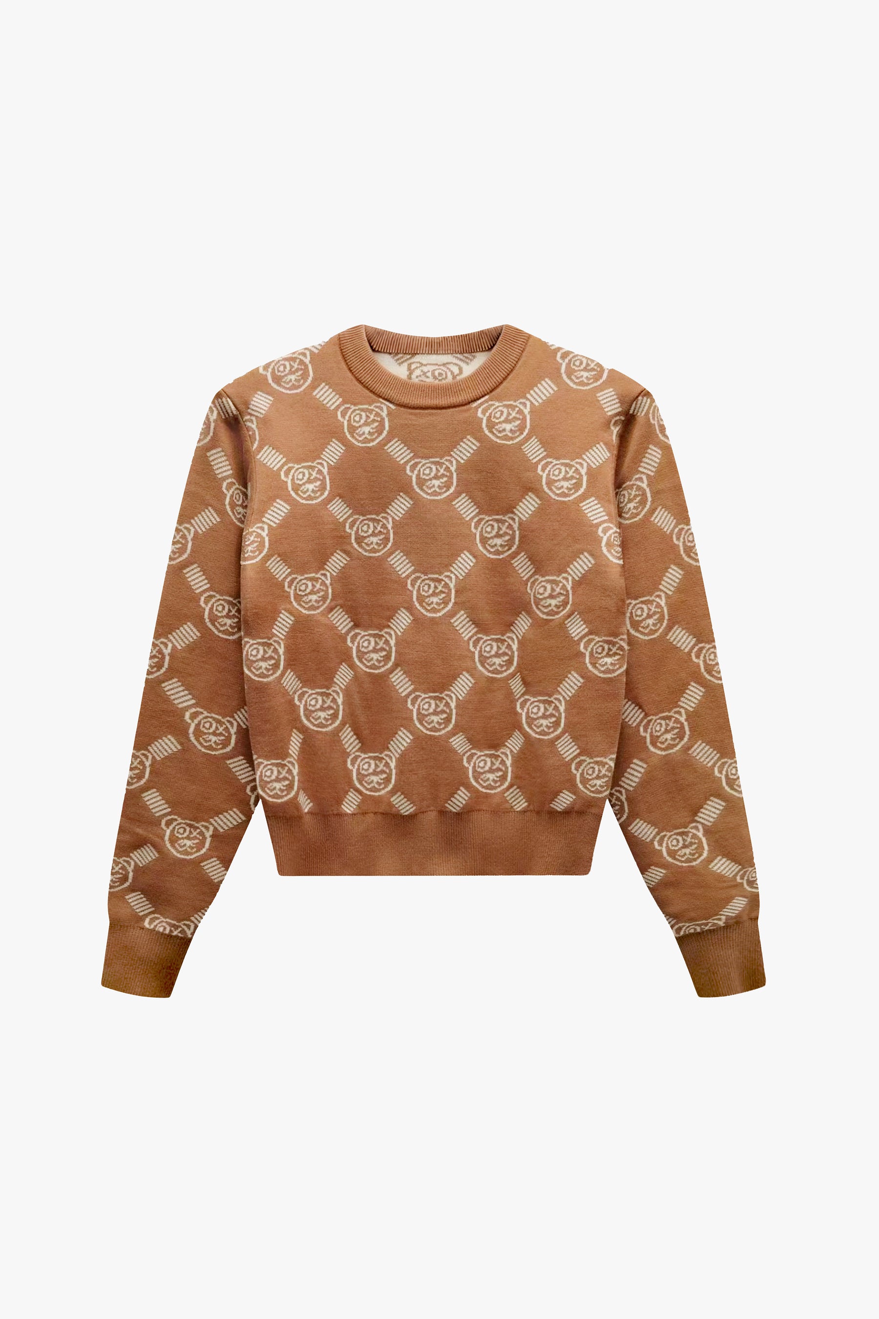 Graffiti Bear Reversible Jacquard Café Cream Sweater