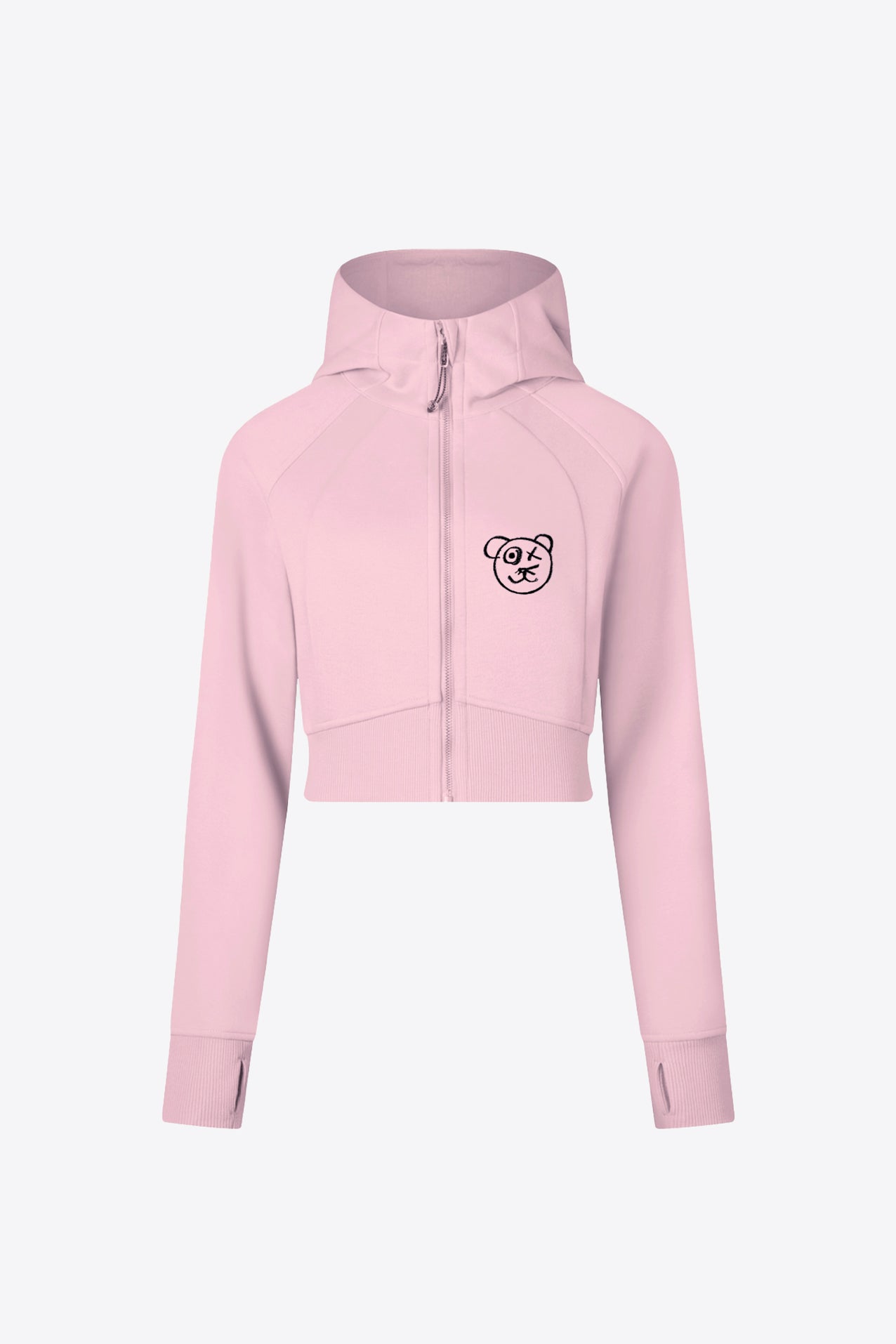 Graffiti Bear Blush Crop Hoodie Jacket