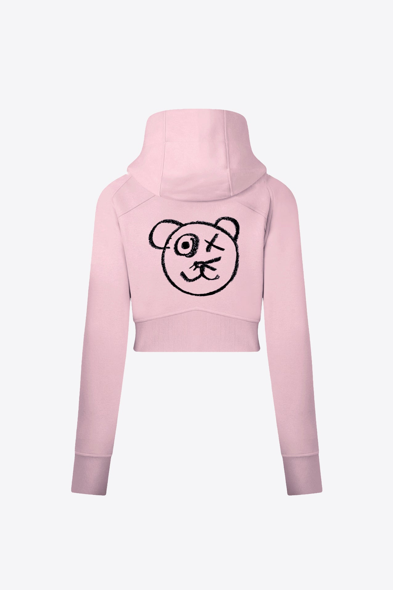 Graffiti Bear Blush Crop Hoodie Jacket