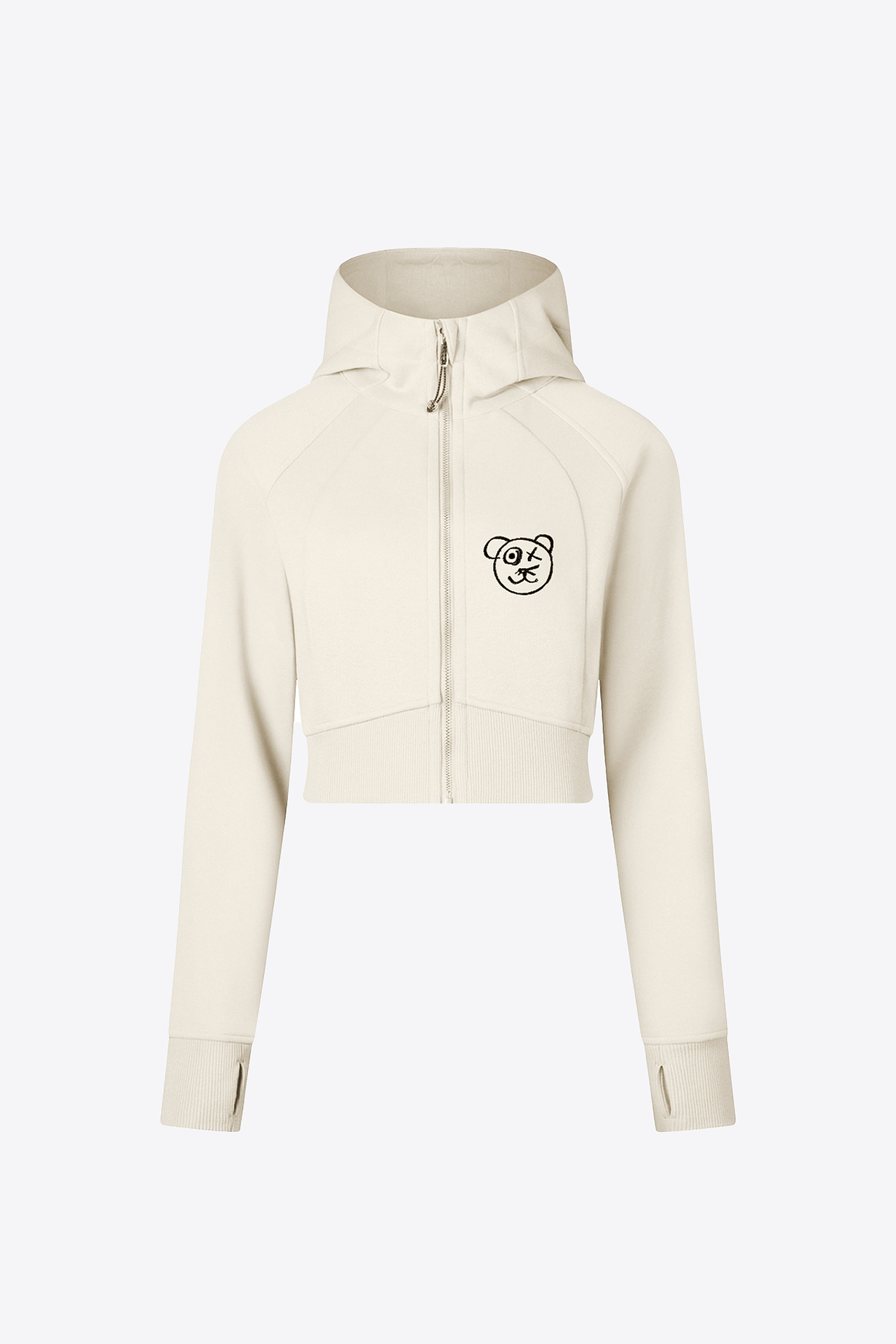 Graffiti Bear Neutral Crop Hoodie Jacket