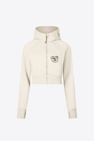 Graffiti Bear | Neutral Crop Hoodie Jacket