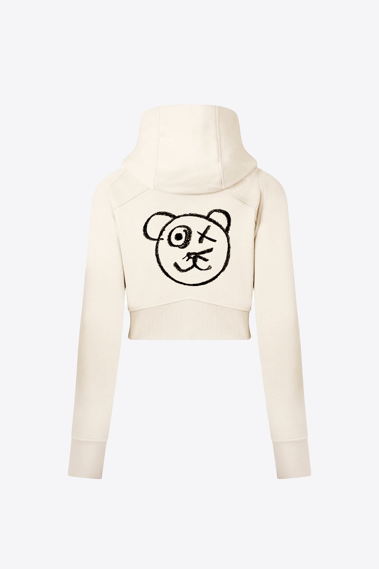 Graffiti Bear Neutral Crop Hoodie Jacket