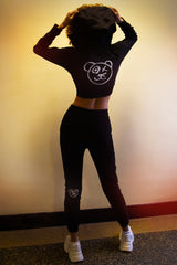 Graffiti Bear Noir Crop Hoodie Jacket