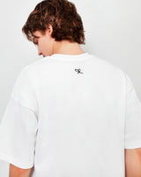 Universl Fit Graffiti Baby Bear White Organic Cotton Black Chain Link Embroidery Tee
