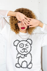 Graffiti Baby Bear Chain Link Sheer Layer T-Shirt