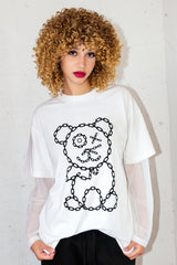 Graffiti Baby Bear Chain Link Sheer Layer T-Shirt