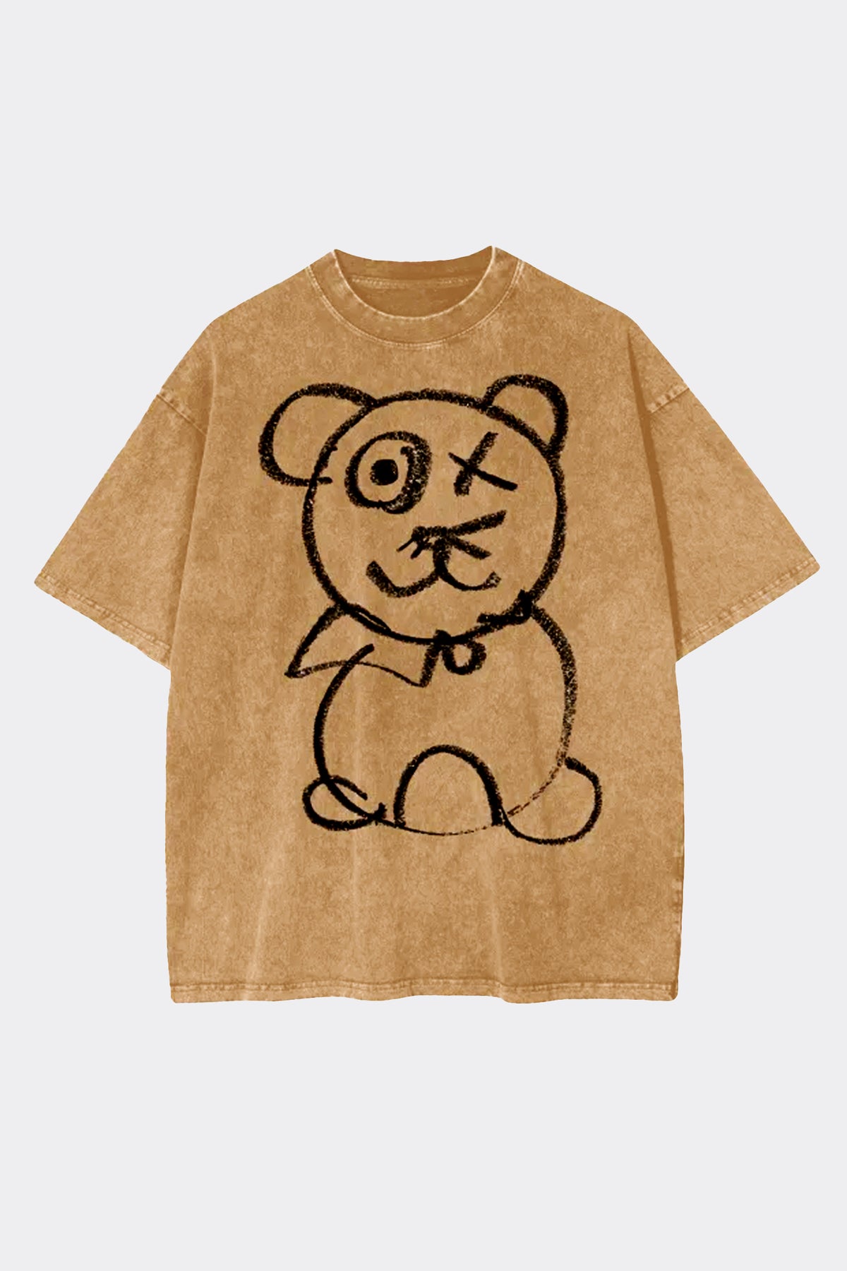 Graffiti Bear Vintage Wash Cotton Mocha T-Shirt