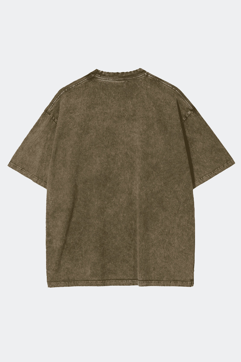 Graffiti Bear Vintage Wash Cotton Olive T-Shirt