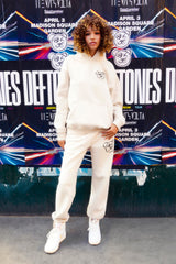 Graffiti Bear Cotton Cream Vintage Wash Hoodie