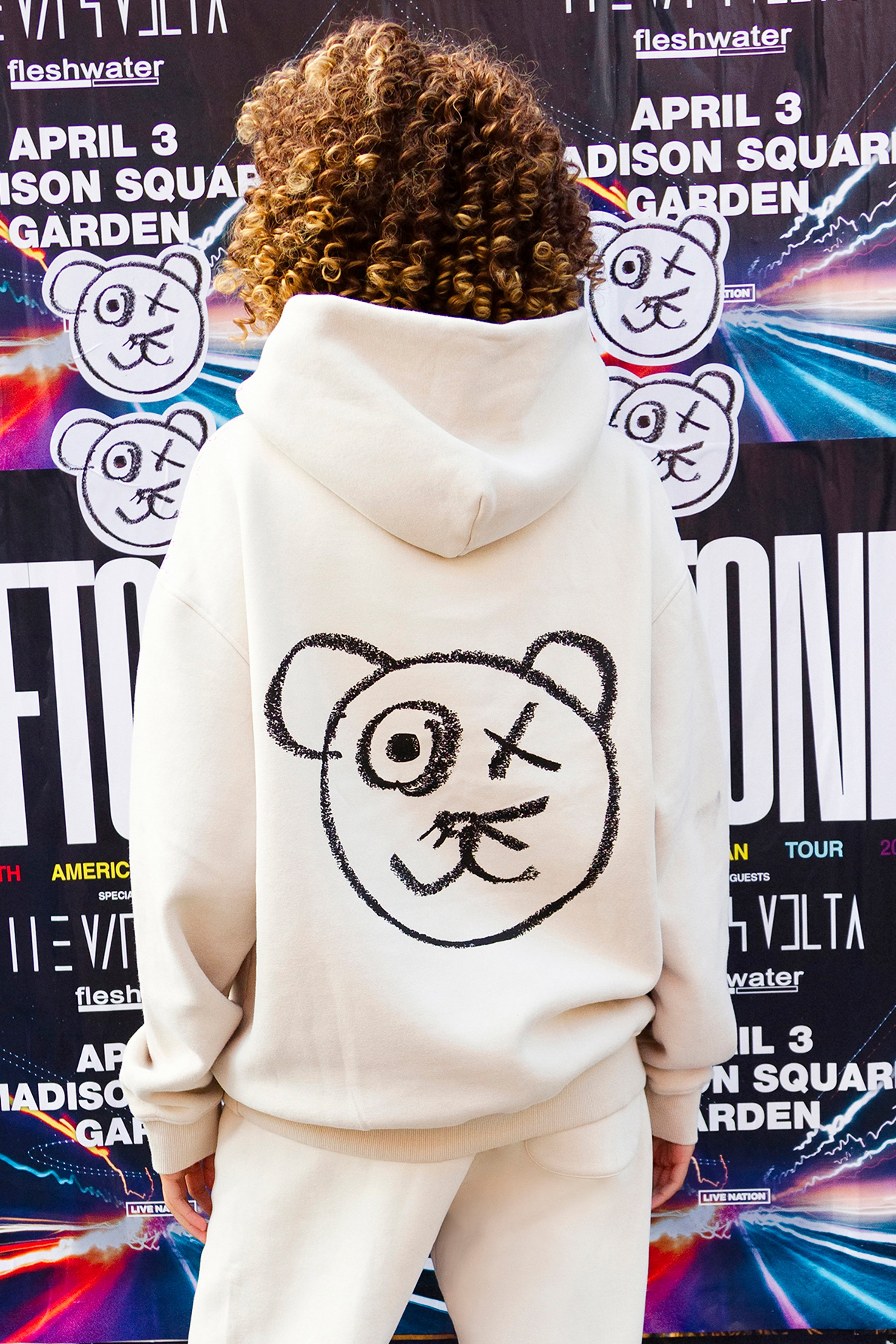 Graffiti Bear Cotton Cream Vintage Wash Hoodie – xilonablue