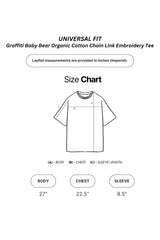 Universl Fit Graffiti Baby Bear White Organic Cotton Black Chain Link Embroidery Tee