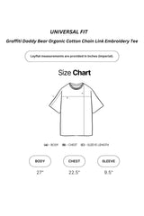 Universal Fit Graffiti Daddy Bear White Organic Cotton Black Chain Link Embroidery Tee