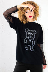 Graffiti Daddy Bear Chain Link Sheer Layer T-Shirt