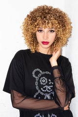 Graffiti Daddy Bear Chain Link Sheer Layer T-Shirt