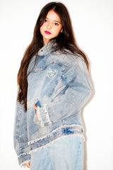 Graffiti Bear Custom Denim Hoodie
