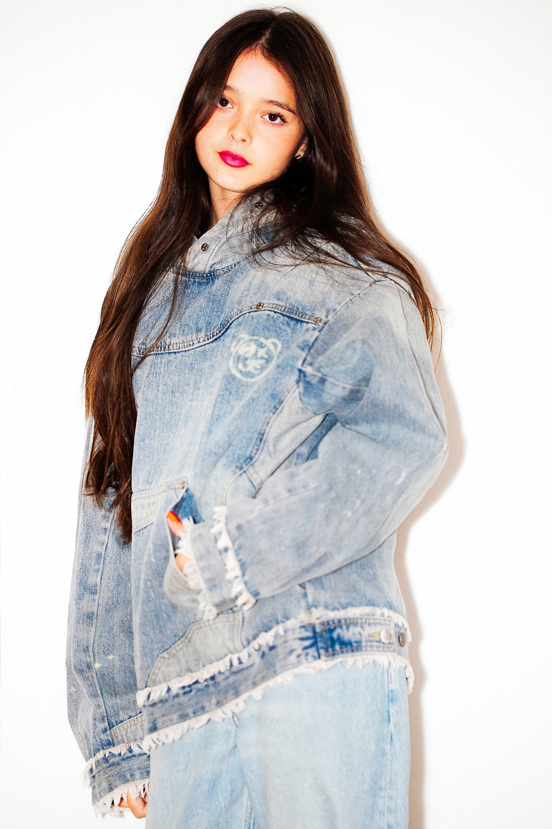 Graffiti Bear Custom Denim Hoodie