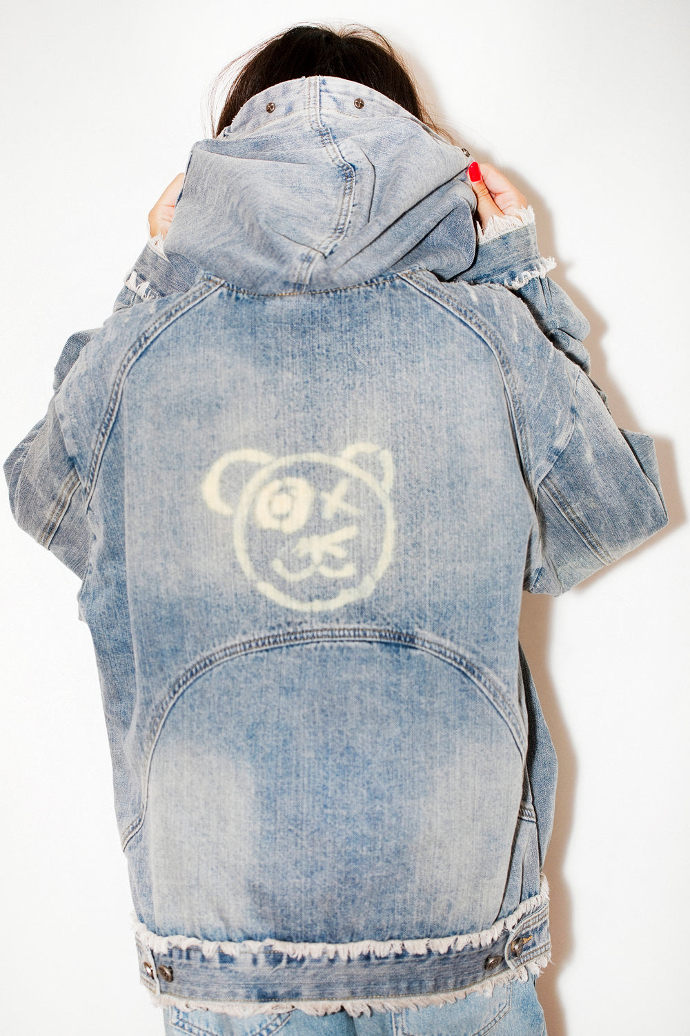 Graffiti Bear Custom Denim Hoodie