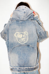 Graffiti Bear Custom Denim Hoodie