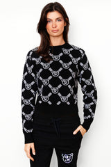 Graffiti Bear Reversible Jacquard Sweater Black