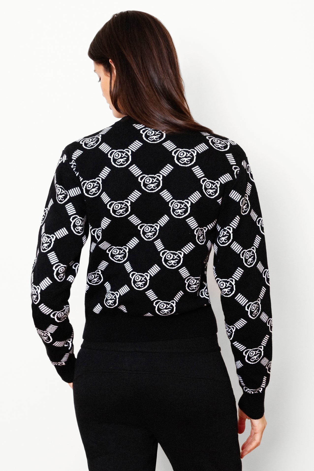 Graffiti Bear Reversible Jacquard Sweater Black